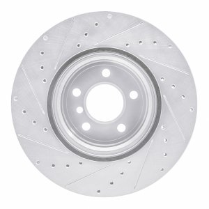 BMW X6 Brake Rotor (1) - Rear Right - R1 Concepts - Drilled & Slotted - Silver - `07-`19